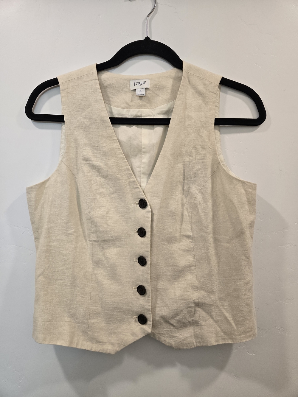 J. Crew Cream Button-Front Women's Vest